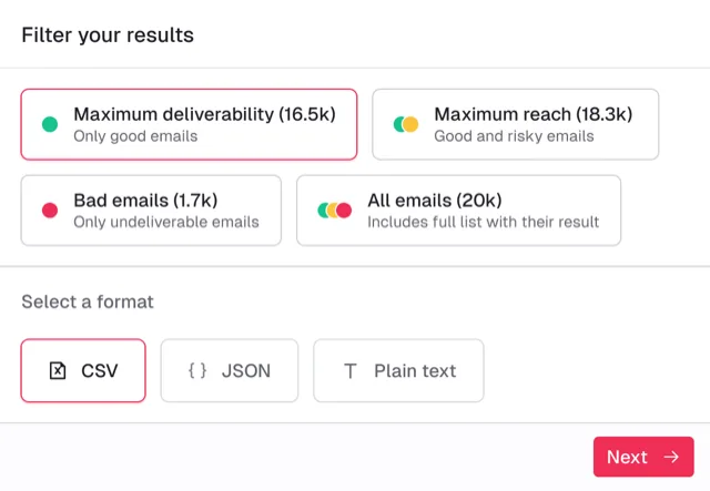 Export clean list example